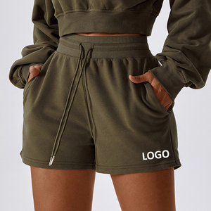 กางเกงขาสั้นผ้ายืดเอวสูงแบบผูกเชือกลำลองของผู้หญิงกางเกงวอร์มทรงหลวมใส่สบายกางเกงวิ่งทำจากผ้าฝ้าย - Product Image 5