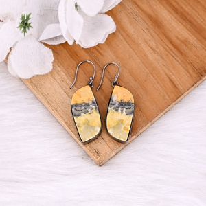 Black Ruthenium Brass Handmade Bumble <b>Bee</b> Jasper Gemstone Women Dangle Earring Latest Earring <b>Jewelry</b> Bridal Gift Earring - Product Image 6
