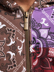 Ropa de calle para hombre Sudadera con capucha y cremallera Patchwork Impreso Sudadera de lana de gran tamaño con capucha y bolsillos Chaqueta de estilo Hip Hop Moda - Product Image 4