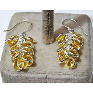 925 Sterling Silver Jaune Zircon Boucle D'oreille Facettes Jaune CZ Pierres Précieuses Grappe De Raisins Inspiré Bijoux pour Filles Avec Diamant - Product Image 5