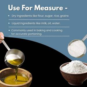 Juego combinado de tazas medidoras y cucharas de acero inoxidable de 8 piezas para utensilios de cocina secos o líquidos para cocinar y hornear pasteles - Product Image 6