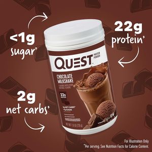 Quest Nutrition Chocolate Milkshake <b>Protein</b> Powder, 22g <b>Protein</b>, 2g Net Carbs, 1g Sugar, Low Carb, 1.6 Pound, 24 Servings - Product Image 5