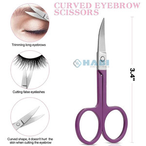 Juego de pinzas para cejas de acero inoxidable con revestimiento en polvo, tijeras afiladas/Rectas inclinadas con estuche de cuero PU gratis - Product Image 5