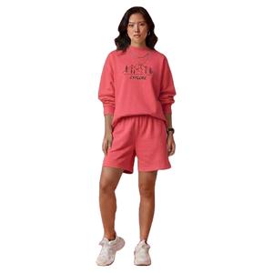 Ensemble pull à col montant et épaules tombantes pour femme avec short, en molleton de coton respirant, séchage rapide, écologique - Product Image 1