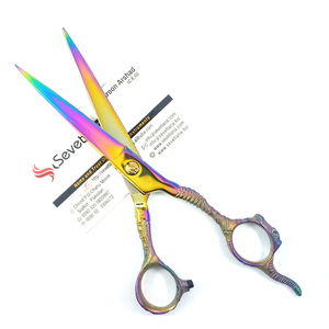 Tijeras de Peluquería Profesionales de Primera Calidad, Tijeras para Cortar Cabello con un Hermoso Diseño de Mango en Color Arcoíris - Product Image 1