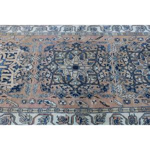 Tapis turc vintage de 3,6 x 11,4 pieds, tapis de couloir, tapis en laine bleue - Product Image 5
