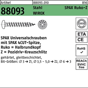 Tornillos Ruko Point/PZ 3x25/23-Z Acero WIROX 1000 piezas SPAX VPE 1000 - Product Image 1