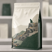 Bolsa Plana para Comida de Gato con Impresión Digital de Mapa de Senderos Alpinos, Personalizada, Reutilizable, con Válvula Unidireccional