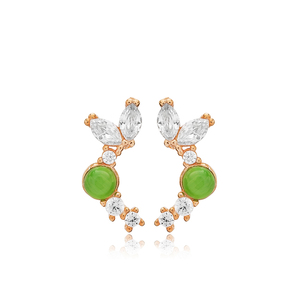 <b>Emerald</b> Stone with Zircon Stone <b>Stud</b> <b>Earrings</b> Turkish Handmade Wholesale 925 Silver Sterling <b>Earrings</b> Jewelry - Product Image 6