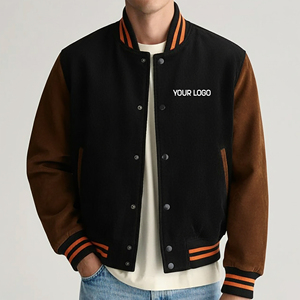 Chaqueta Varsity de Algodón y Lana con Bordado Personalizado, Estilo Urbano, Precio al por Mayor, Bloques de Color, Impermeable y Cortavientos - Product Image 1