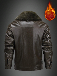Chaqueta de Cuero de Primera Calidad para Hombre, Tallas Personalizadas, Cuello Alto, Estilo Urbano, Transpirable, para Invierno, Colores Personalizados Disponibles - Product Image 2