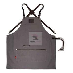Delantal de chef de alta calidad Uniforme y delantales de peluquero en tela vaquera y cuero Hecho de lona de algodón - Product Image 3