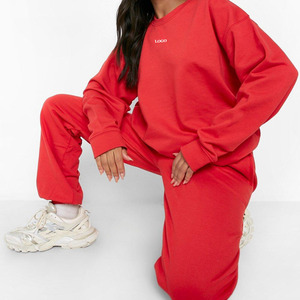 เสื้อวอร์มสตรีทแวร์ผ้าฝ้ายแขนยาวแบบสวมศีรษะผ้าฟลีซสำหรับผู้หญิงชุดวอร์มโอเวอร์ไซส์ออกแบบได้ตามต้องการ - Product Image 3