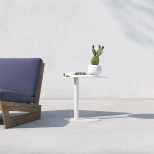 โต๊ะท้ายโลหะทรงกลมสีขาวโต๊ะข้างเฟอร์นิเจอร์ทันสมัยสำหรับห้องนั่งเล่นหรือห้องนอนสไตล์ร่วมสมัยการออกแบบพื้นที่ขนาดเล็ก - Product Image 2