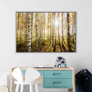 Lienzo Impreso: Elegante Arte Mural de Bosque con Abedules, 1 Pieza: Marco Blanco - Product Image 1
