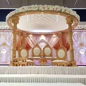 Hand-Carved Wooden Mandap <b>Chairs</b> For <b>UK</b> Weddings Gujarati Customized Trending Handcrafted Six Gold Mandap <b>Chair</b> Set DST Exports - Product Image 5