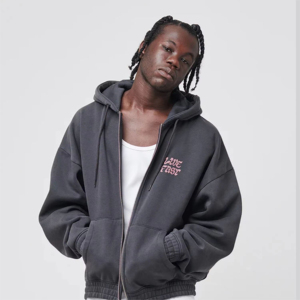 เสื้อมีฮู้ดสำหรับผู้ชายผ้าฝ้ายโอเวอร์ไซส์เปิดไหล่ตกเสื้อมีฮู้ดของผู้ชายเสื้อผ้าแนวสตรีทฮิปฮอปสีชมพูอ่อนมี100% - Product Image 5