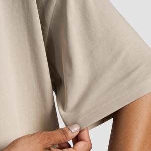 T-shirt de gymnastique unisexe en coton respirant beige surdimensionné GA Limitless pour toutes les saisons - Product Image 6