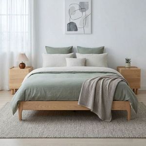 Cadre de lit en bois massif Aria - Lit scandinave moderne double, queen ou king size pour chambre à coucher - Product Image 2