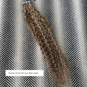 Extensions de cheveux bouclés Weft 3C # Cheveux humains russes européens vierges 100% naturels, blond platine 60a, doux et lisses - Product Image 4