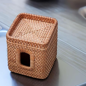 Boîte à mouchoirs carrée en rotin, plateau de rangement, boîte de rangement artisanale, écologique, naturelle, décoration intérieure et extérieure, vente en gros du Vietnam - Product Image 6