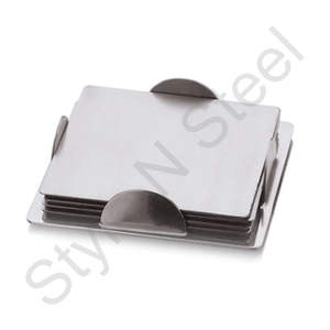 Vente en gros Ensemble de sous-verres indiens simples carrés personnalisés en acier inoxydable Ensemble de sous-verres en métal au design classique - Product Image 1