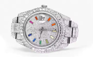 นาฬิกาข้อมือเพชรมอิสซาไนต์สำหรับทั้งชายและหญิงสุดอินเทรนด์สุดหรูสไตล์ฮิปฮอปปรับแต่งได้คุณภาพพรีเมี่ยมแก้วสแตนเลส - Product Image 2