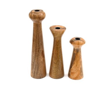 Candelero de madera de acacia Natural de estilo moderno, candelabro de madera pulido hecho a mano o candelabro - Product Image 5