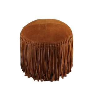 Puf de Cuero Marroquí Hecho a Mano, Otomana Tradicional Artesanal, Decoración del Hogar, Asiento Boho para Sala de Estar - Product Image 1