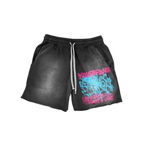 Short de survêtement en coton brodé avec logo personnalisé Short de survêtement délavé au soleil Short délavé à l'acide pour hommes - Product Image 2
