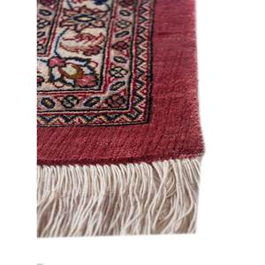 Tapis en soie noué à la main Gulmarg, rouge et orange, motif médaillon, nouveau design rectangulaire en patchwork pour le salon - Pae-5679 - Product Image 4