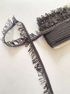 Frange en sequins en polyester à fil unique, largeur 30 cm, verticale, à pampilles, garniture en dentelle, accessoires décoratifs pour costumes de danse latine - Product Image 4