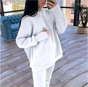 OEM personnalisé coton femmes 2 pièces ensemble décontracté ample à capuche et pantalons de survêtement ensemble tout imprimé logo deux pièces ensemble de survêtement - Product Image 2