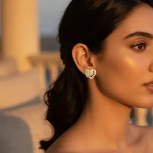 Pendientes de Botón con Circonita y Baño de Rodio Delicado para Mujer, Regalos Modernos para Fiestas - Product Image 2
