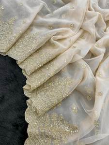 POOJA & Festive Spécial Pure Organza Soie Tissu Rich Pallu Travail Une Minute Drapé à la mode Saree Avec Contraste Blouse Pièce - Product Image 5