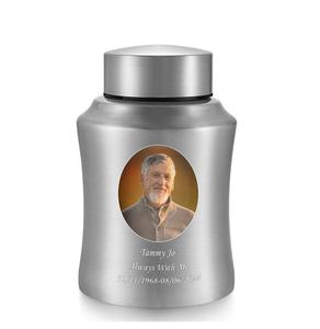 Foto personalizada pequeñas urnas de cremación para cenizas humanas urna de recuerdo imagen de acero inoxidable Mini urnas personalizadas para plata humana - Product Image 1