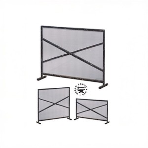 Modern Crossbar Design Metal Fireplace <b>Screen</b> Heavy Duty Mesh Spark Guard Freestanding Hearth <b>Protector</b> for Indoor Use - Product Image 3