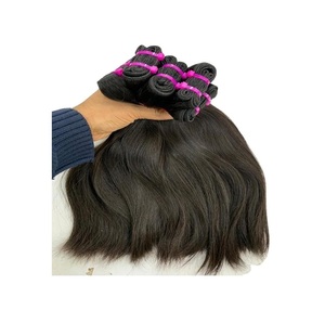 Vente en gros d'extensions de cheveux vierges Remy à cuticules alignées, donneur unique, style vague indienne, cheveux corporels, machine de marque HairX, double trame - Product Image 2