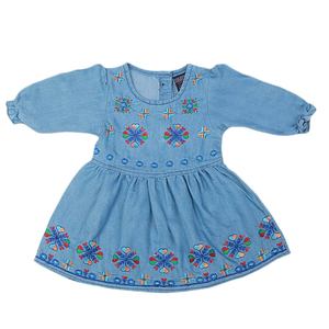 Robe en jean brodée pour filles - Bleu - Product Image 3