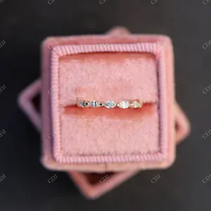 新设计侯爵夫人形状戒指Moissanite全钻石永恒结婚戒指最新设计为她完美的高品质珠宝