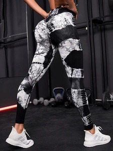 Haute qualité femmes cravate teinture sans couture Gym Yoga Leggings tricoté tissu imprimé Fitness Sport pantalon avec Logo à la taille - Product Image 6