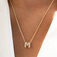 Regalo del Día de San Valentín, collar con nombre de burbuja 3D, colgante de nombre de diamante dorado, collar con letras de globo, colgante de hojaldre inicial para mujer