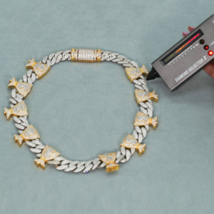 Chaîne cubaine de laboratoire en or blanc et jaune 14 kt hip hop bicolore de style unique avec diamants vvs clarity pour hommes dans un nouveau design - Product Image 1