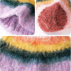 Bonnet en laine 100% Fuzzy avec impression numérique de style moderne Slouch Bonnet léger et chaud - Product Image 4