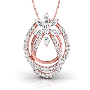 Elegante colgante de tapicería con diamante marquesa de 0.88 ct E-F VVS-VS, diamante cultivado en laboratorio en oro macizo de 14 quilates, para regalo de aniversario nupcial. - Product Image 1