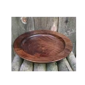 Assiette à dîner et assiette de service en bois naturel plat de service alimentaire assiettes à salade de style antique sans danger par l'artisanat en croissant - Product Image 3