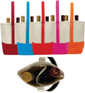 Sac fourre-tout décontracté en toile pour 2 bouteilles de vin avec poignées en toile – Idéal pour les voyages et les cadeaux - Product Image 2