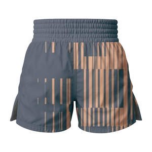 กางเกงขาสั้นเอวสูงสำหรับผู้ชายวินเทจแบบระเหิดสำหรับต่อสู้ MMA คิกบ็อกซิ่งการฝึกต่อสู้ไม่มีจีบปักลายดอกไม้ - Product Image 2