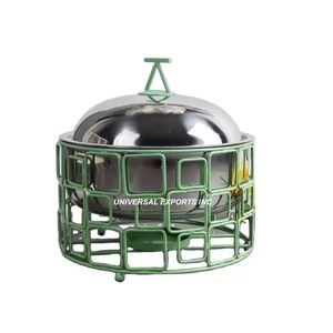 Casserole ronde en acier inoxydable, faite à la main, design de luxe, nouvelle et élégante, chauffe-plats en métal - Product Image 1