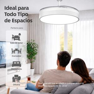 Ventilador de Techo Moderno con Luz LED de 66W, Motor DC Ultra Silencioso, Aspas Retráctiles, Control Remoto + Control por Aplicación - Product Image 6